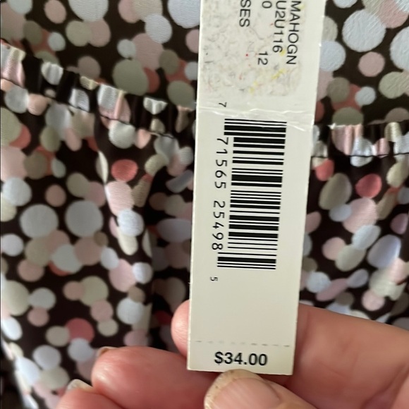 Apt. 9 Multicolor Abstract Blouse with Bro Accent with bow tie in back - Picture 6 of 8